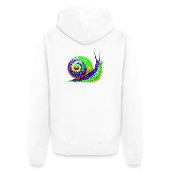 Schnecke - Unisex Premium Bio Zip Hoodie - Weiß - Hinten - Thijin (182cm)