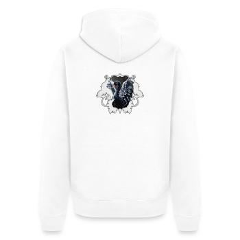 Im Schatten der Eleganz: Ein schwarzer Schwan. - Unisex Premium Bio Zip Hoodie - Weiß - Hinten - Thijin (182cm)