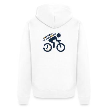 Motivierende Radsport Botschaft - Unisex Premium Bio Zip Hoodie - Weiß - Hinten - Thijin (182cm)
