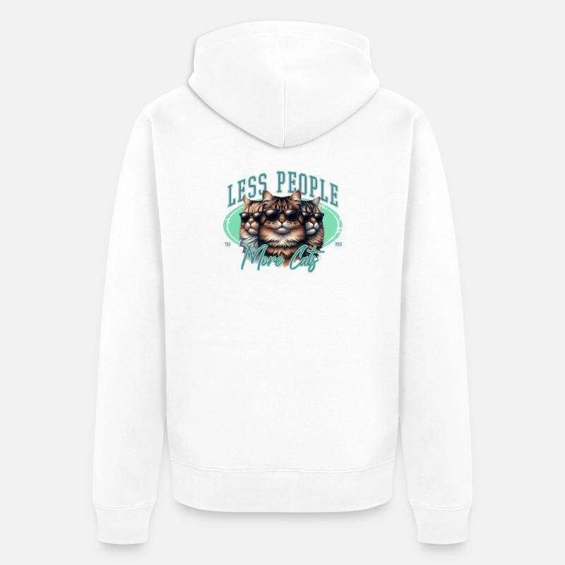 Moins de gens, plus de chats - Veste à capuche bio Premium Unisexe - blanc