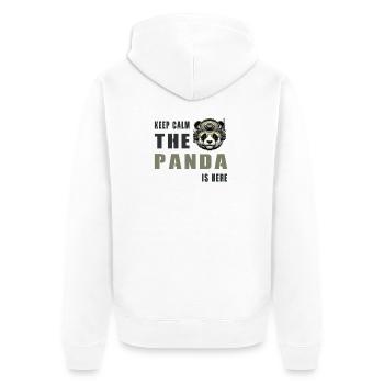 Panda tactique – Restez calme - Veste à capuche bio Premium Unisexe - blanc - Dos - Thijin (182cm)