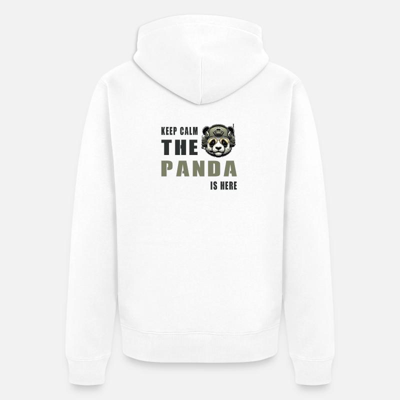 Tactical Panda – Keep Calm - Unisex Premium Organic Zip Hoodie - white