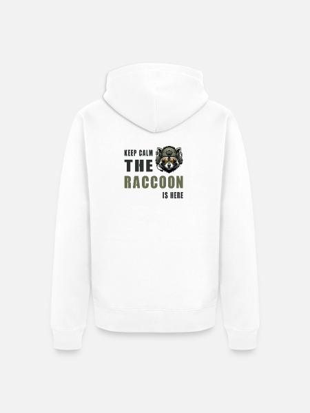 Keep Calm Raccoon Is Here - Unisex Premium Organic Zip Hoodie - white