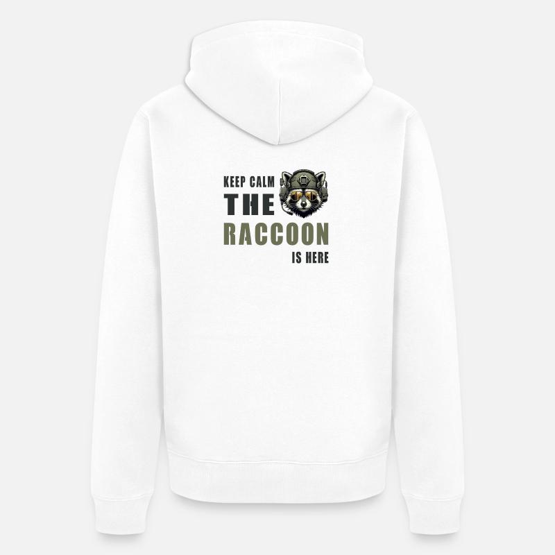 Keep Calm Raccoon est là - Veste à capuche bio Premium Unisexe - blanc