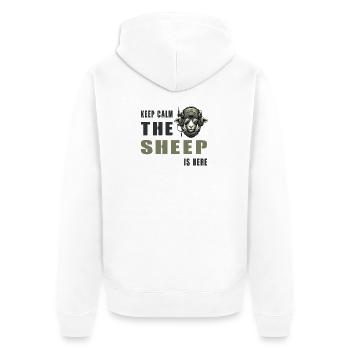 Schaf – Keep Calm Design - Unisex Premium Bio Zip Hoodie - Weiß - Hinten - Thijin (182cm)