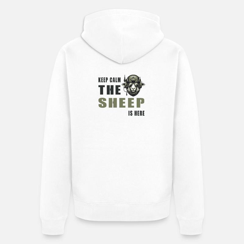 Schaf – Keep Calm Design - Unisex Premium Bio Zip Hoodie - Weiß