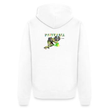 Joueur de paintball coloré en action - Veste à capuche bio Premium Unisexe - blanc - Dos - Thijin (182cm)