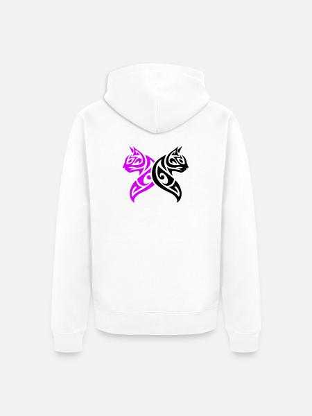 Chats Tribal Cat Design - Veste à capuche bio Premium Unisexe - blanc