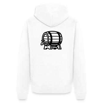 Bierfass Symbol Brauerei - Unisex Premium Bio Zip Hoodie - Weiß - Hinten - Thijin (182cm)
