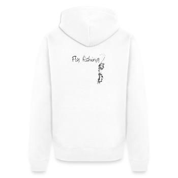 Fly fishing - Unisex Premium Bio Zip Hoodie - Weiß - Hinten - Thijin (182cm)