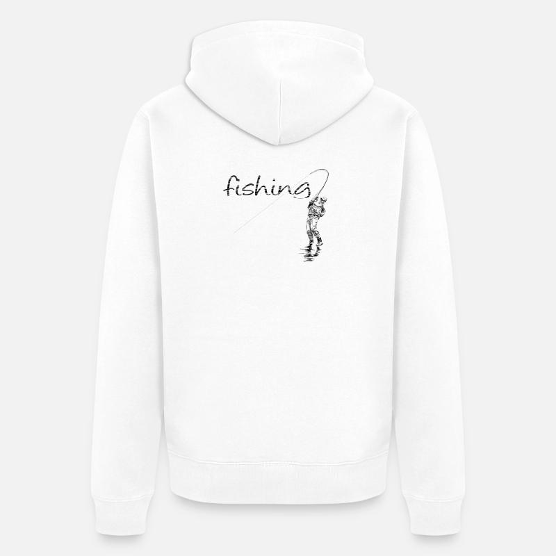 Pêche à la mouche - Veste à capuche bio Premium Unisexe - blanc