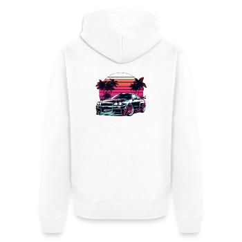 JDM voiture Japonais Voiture Rétro Course Drifting Légende - Veste à capuche bio Premium Unisexe - blanc - Dos - Thijin (182cm)