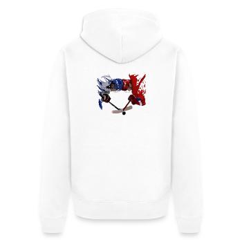 Eishockey Duell Blau Rot - Unisex Premium Bio Zip Hoodie - Weiß - Hinten - Thijin (182cm)