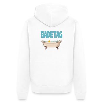 BATHING DAY Bathtub Rubber Duck Wellness - Unisex Premium Organic Zip Hoodie - white - Back - Thijin (182cm)
