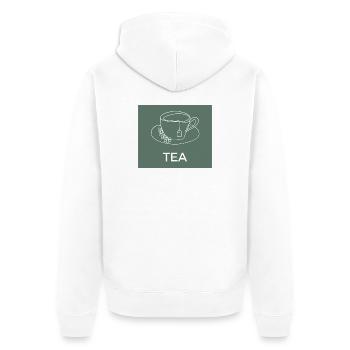 Dessin au trait de tasse à thé - Veste à capuche bio Premium Unisexe - blanc - Dos - Thijin (182cm)