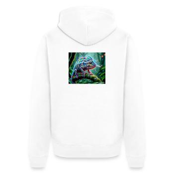 Neon Caméléon Jungle Magie - Veste à capuche bio Premium Unisexe - blanc - Dos - Thijin (182cm)