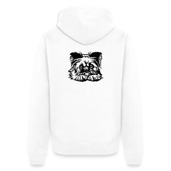 Brüsseler Griffon Kopf - Unisex Premium Bio Zip Hoodie - Weiß - Hinten - Thijin (182cm)