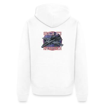 SciFi Kitbasher Jet Design - Unisex Premium Bio Zip Hoodie - Weiß - Hinten - Thijin (182cm)
