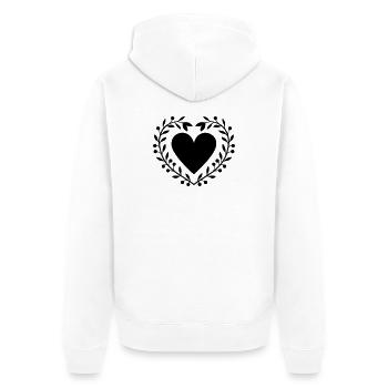 Blätterkranz mit Herz - Unisex Premium Bio Zip Hoodie - Weiß - Hinten - Thijin (182cm)