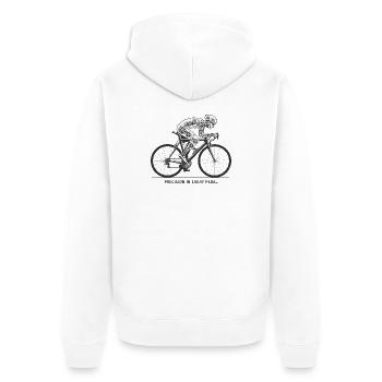 Gearbound Skeleton Cyclist - Unisex Premium Organic Zip Hoodie - white - Back - Thijin (182cm)