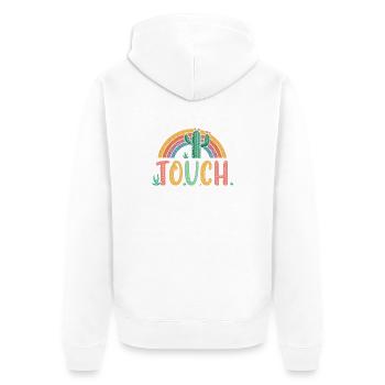 Rainbow Cactus Do Not Touch - Unisex Premium Organic Zip Hoodie - white - Back - Thijin (182cm)