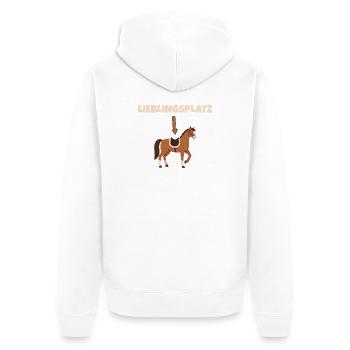 équitation, cheval, lieu préféré, sport équestre, cavalier - Veste à capuche bio Premium Unisexe - blanc - Dos - Thijin (182cm)