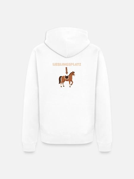 Ridning, hest, yndlingssted, ridesport, rytter - Premium økologisk unisex-hættejakke - hvid