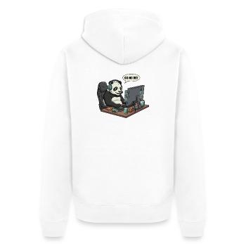 Panda Gamer GG NO RE - Unisex Premium Bio Zip Hoodie - Weiß - Hinten - Thijin (182cm)