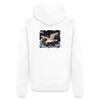 Möwen stiehlt Fries Lustig - Unisex Premium Bio Zip Hoodie - Weiß - Hinten - Thijin (182cm)