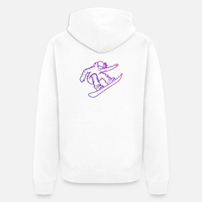 Conception compacte de snowboard pour snowboard - Veste à capuche bio Premium Unisexe - blanc