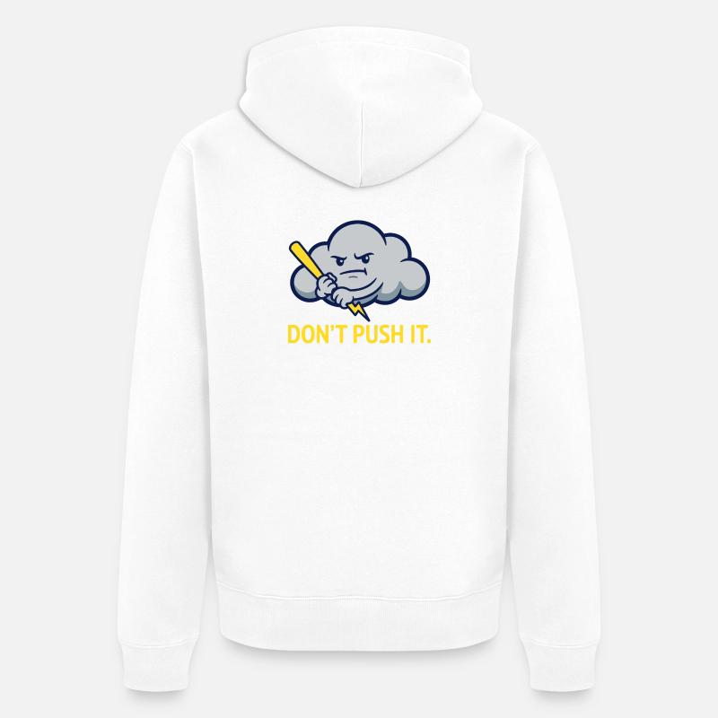 The Grumpy Storm Cloud Warning - Veste à capuche bio Premium Unisexe - blanc