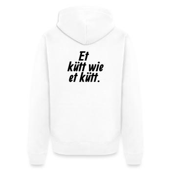 Et kütt wie et kütt - Et Kölsche Jrundjesetz §2 - Unisex Premium Bio Zip Hoodie - Weiß - Hinten - Thijin (182cm)