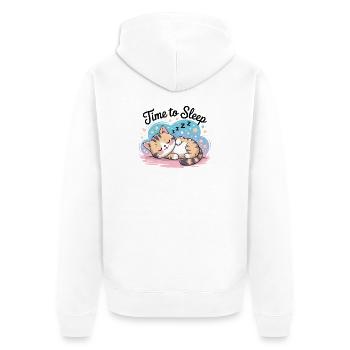 Cute Sleep Shirt Cat Time To Sleep - Unisex Premium Organic Zip Hoodie - white - Back - Thijin (182cm)