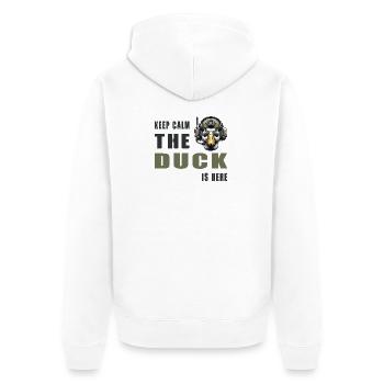 Stay calm, the duck is here - Unisex Premium Organic Zip Hoodie - white - Back - Thijin (182cm)