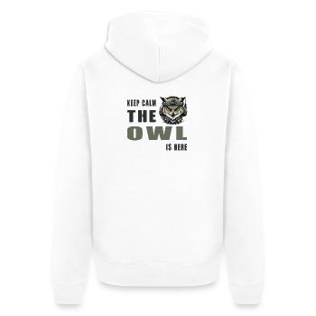 Keep calm, the owl is here - Unisex Premium Organic Zip Hoodie - white - Back - Thijin (182cm)