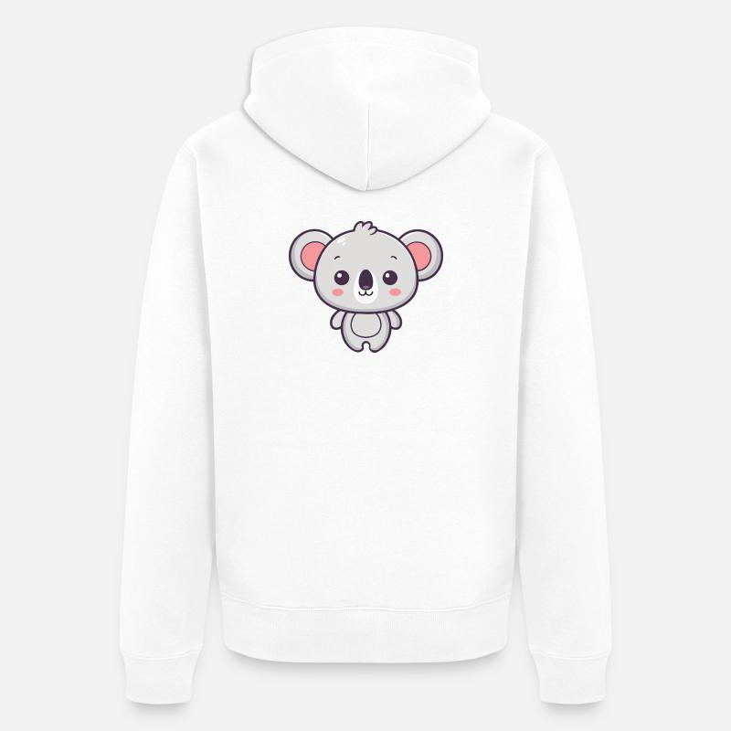 Koala Doux Pastel Dessin - Veste à capuche bio Premium Unisexe - blanc