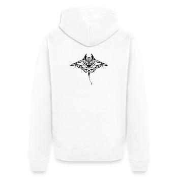 Raie_manta-3-schwarz - Unisex Premium Bio Zip Hoodie - Weiß - Hinten - Thijin (182cm)