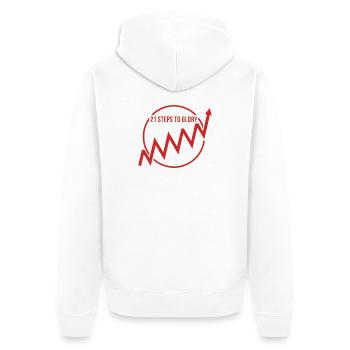 Alpe d'Huez 21 Haarnadeln Radkunst - Unisex Premium Bio Zip Hoodie - Weiß - Hinten - Thijin (182cm)