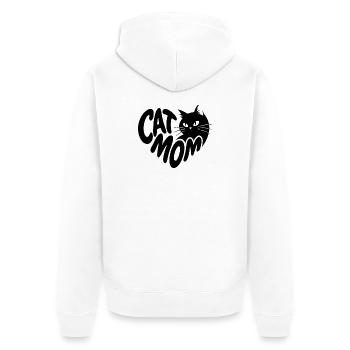Cat Mom Herz mit schwarzer Katze - Unisex Premium Bio Zip Hoodie - Weiß - Hinten - Thijin (182cm)