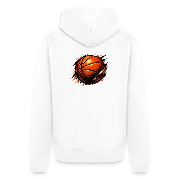 Basketball – Basketballdesign - Unisex Premium Bio Zip Hoodie - Weiß - Hinten - Thijin (182cm)