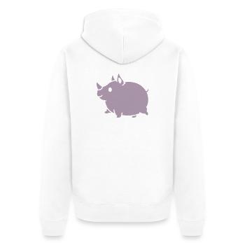 Kawaii Nashorn süß Cartoon Silhouette - Unisex Premium Bio Zip Hoodie - Weiß - Hinten - Thijin (182cm)