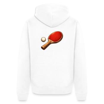 Tennis de table, raquette, balle, chemise, ping-pong - Veste à capuche bio Premium Unisexe - blanc - Dos - Thijin (182cm)