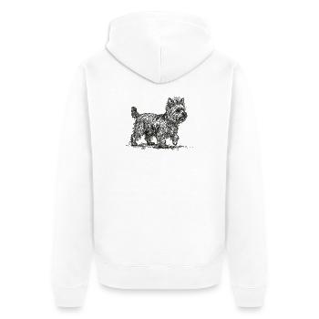 Yorkshire Terrier Sketch – Hund Design - Unisex Premium Bio Zip Hoodie - Weiß - Hinten - Thijin (182cm)