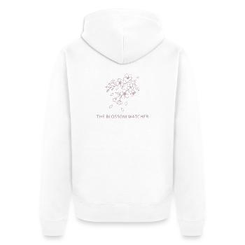 The Blossom Watcher - Spring Snow UK Season Art - Unisex Premium Organic Zip Hoodie - white - Back - Thijin (182cm)