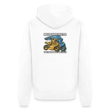 Ange 🏍️ motard - Veste à capuche bio Premium Unisexe - blanc - Dos - Thijin (182cm)