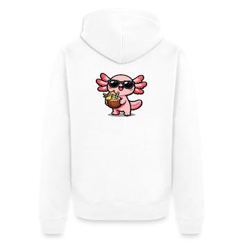 Axolotl Kokos-Kawaii mit Sonnenbrille - Unisex Premium Bio Zip Hoodie - Weiß - Hinten - Thijin (182cm)