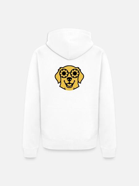 Labrador Flower Glasses Peace Comic - Unisex Premium Organic Zip Hoodie - white