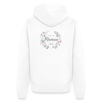 Maman, Fleur Unique et Tendresse - Veste à capuche bio Premium Unisexe - blanc - Dos - Thijin (182cm)