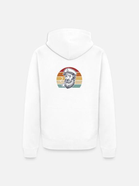 Captain Retro Boater Seafarer Sailor - Unisex Premium Organic Zip Hoodie - white