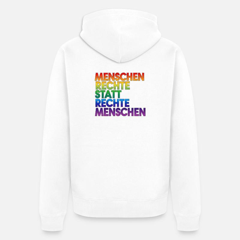 Regenbogen Statement Spruch Menschenrechte - Unisex Premium Bio Zip Hoodie - Weiß